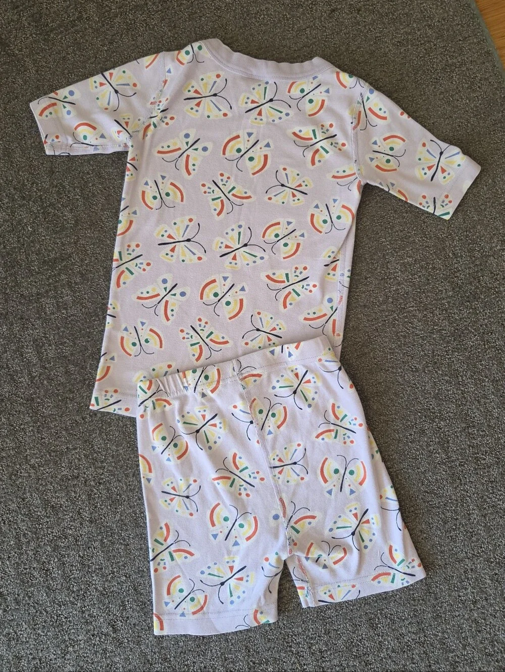 Hanna Andersson Light Pale Lavendar Purple Rainbow Butterfly Pajama Set 130 8